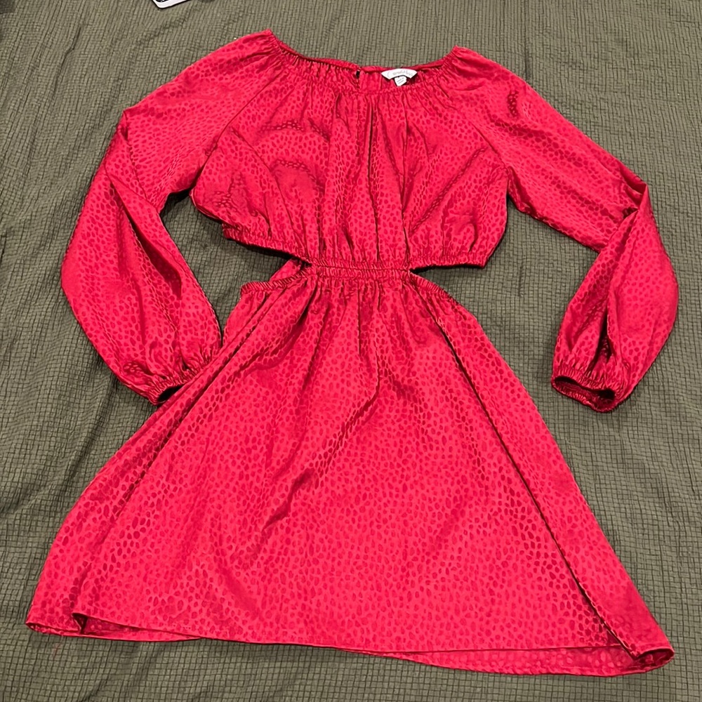 Metallic red cutout dress